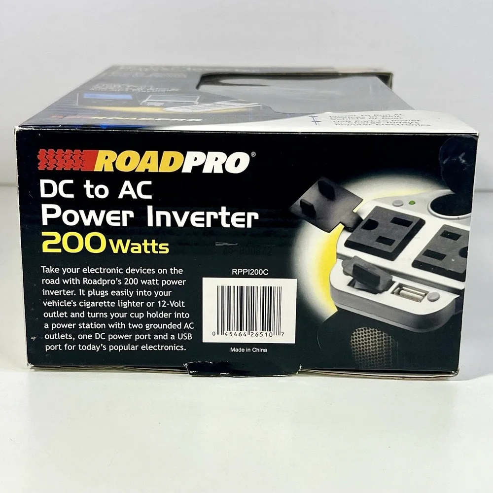 Vintage‎ RoadPro DC to AC Power Inverter Drive 200 Watts Cup Holder Design NEW